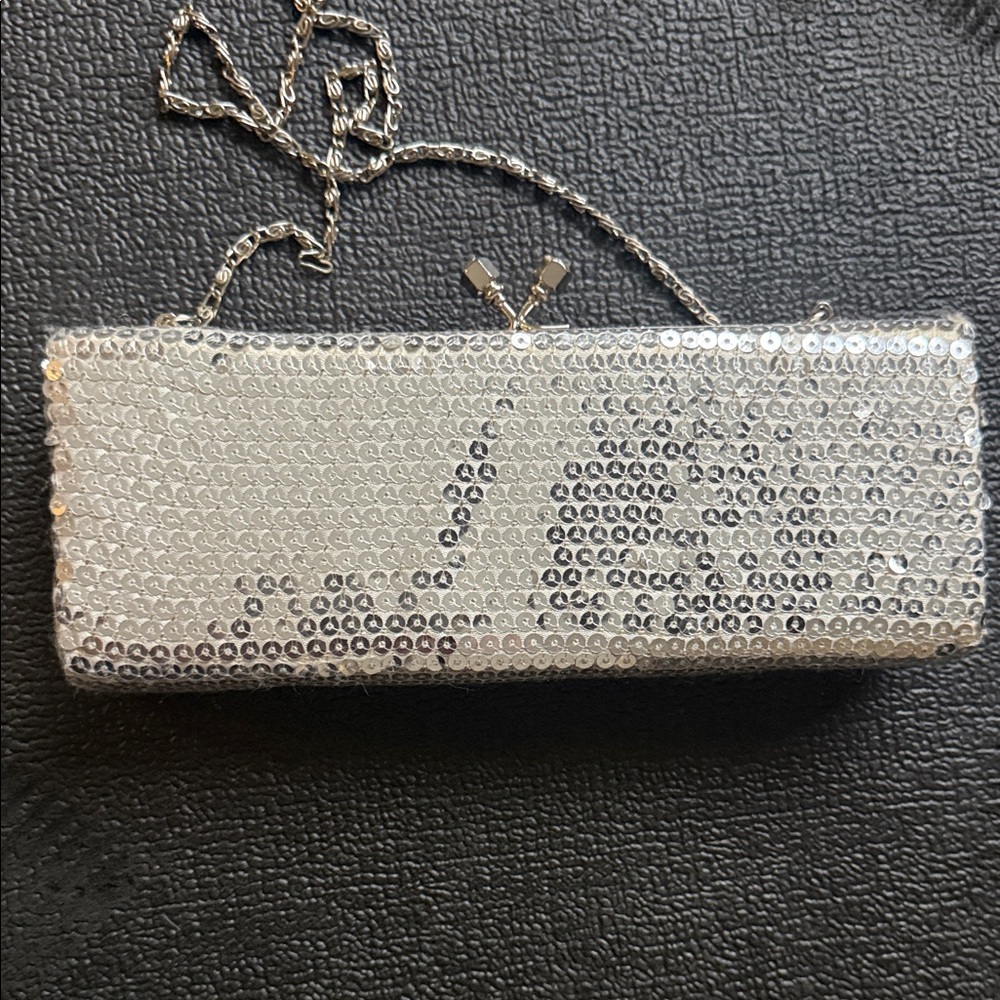 Silver Sequin Clutch Bag